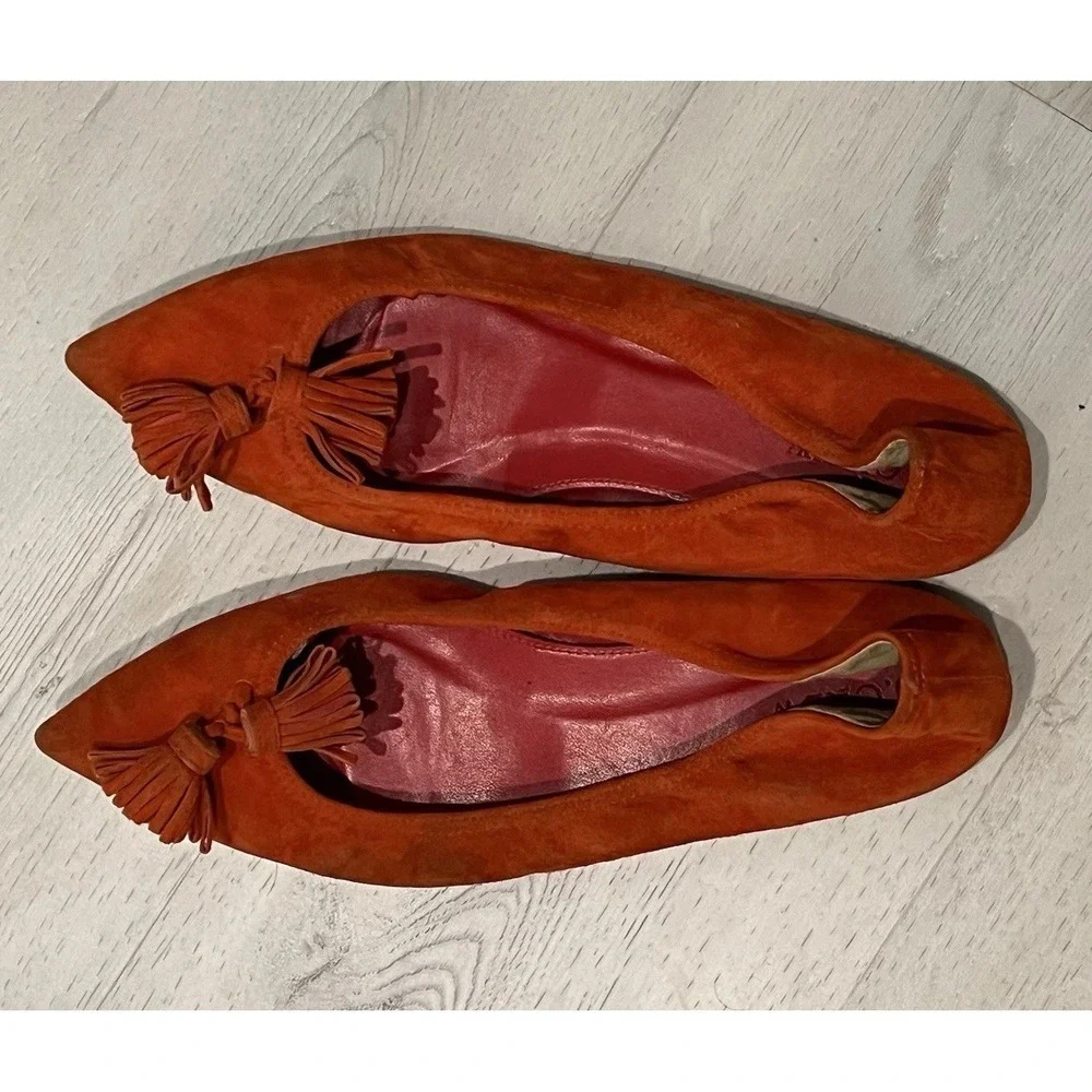 J.CREW Women's Lottie Suede Flats in Orange Size 8.5